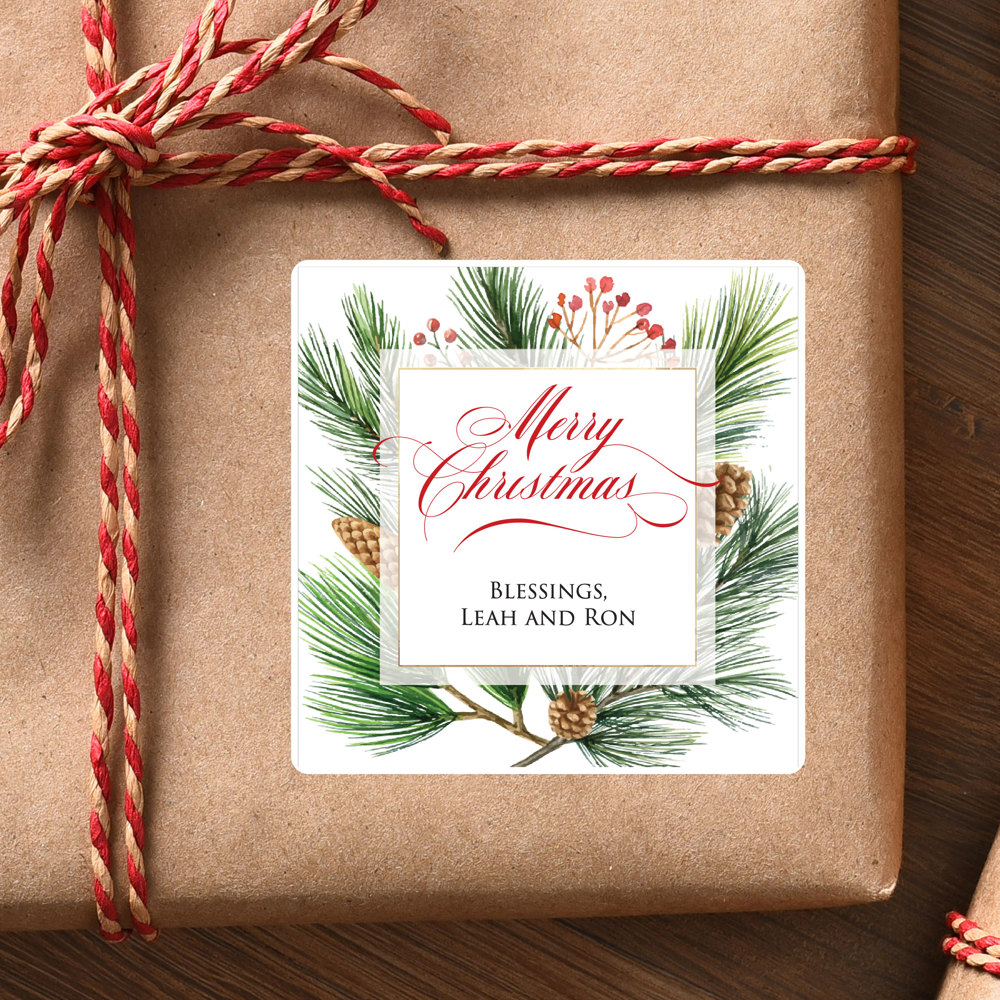 Personalized Christmas Gift Labels Square / Set of 24