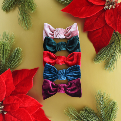 Handmade Holiday Velvet Baby Hair Bow