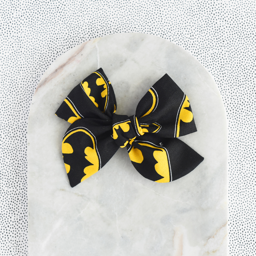 Handmade Batman Large Schoolgirl Hair Bow - Headband or Clips