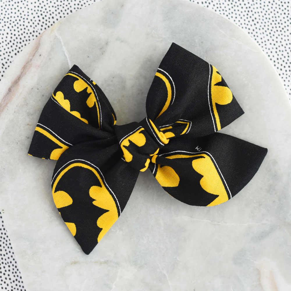 Handmade Batman Large Schoolgirl Hair Bow - Headband or Clips