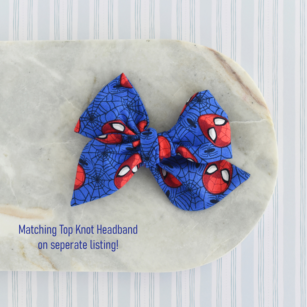 Handmade Spiderman Large Schoolgirl Hair Bow - Headband or Clip