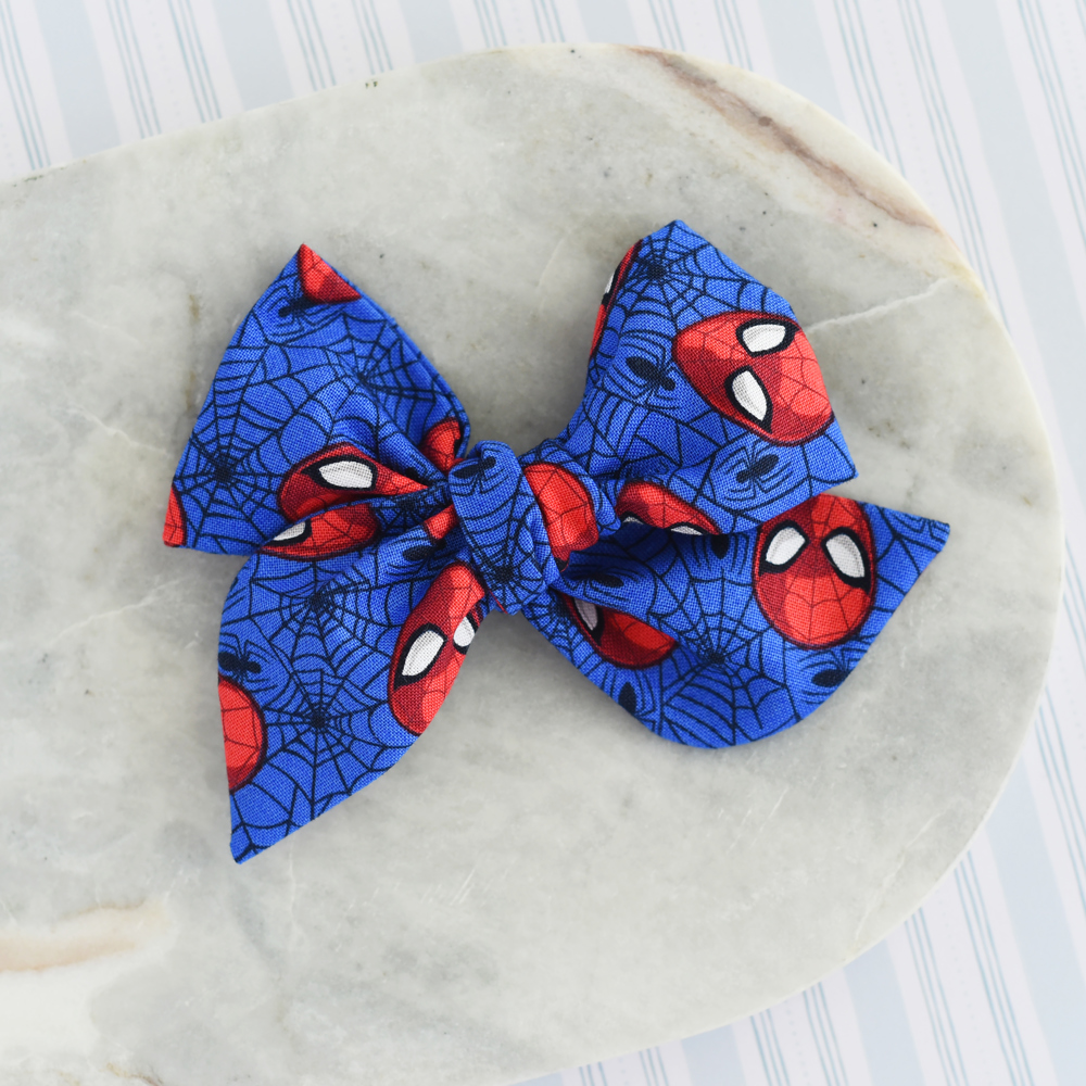 Handmade Spiderman Large Schoolgirl Hair Bow - Headband or Clip