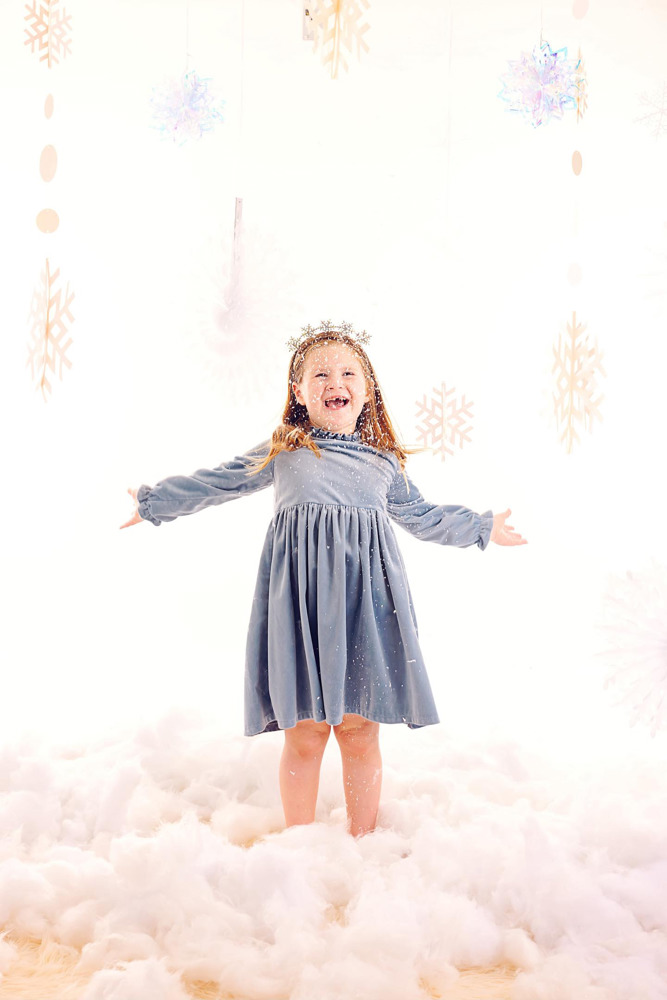 Toddler Girls Blue Christmas Dress in Velvet