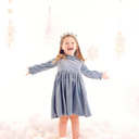  Toddler Girls Blue Christmas Dress in Velvet