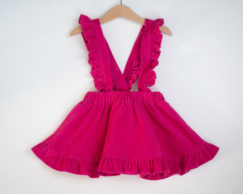 Baby Girls Pink Pinafore Corduroy Skirt 