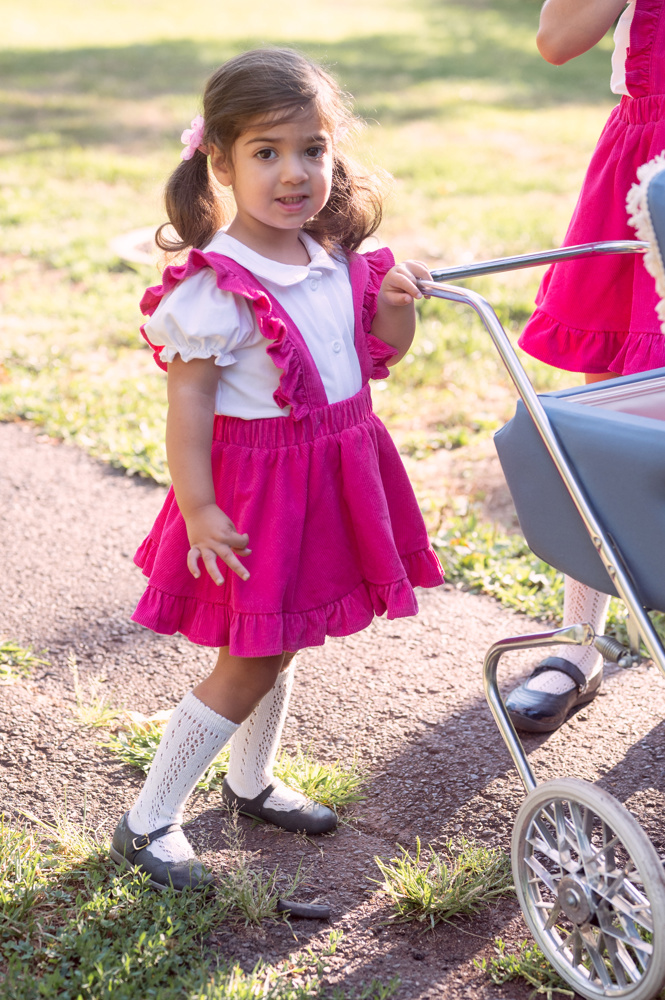 Toddler Girl Pink Pinafore Corduroy Skirt