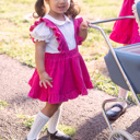  Toddler Girl Pink Pinafore Corduroy Skirt