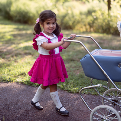 Toddler Girl Pink Pinafore Corduroy Skirt