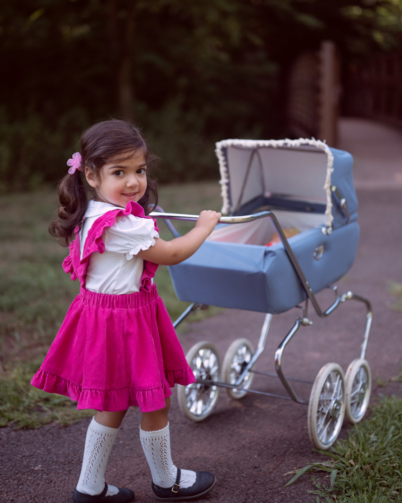 Toddler Girl Pink Pinafore Corduroy Skirt