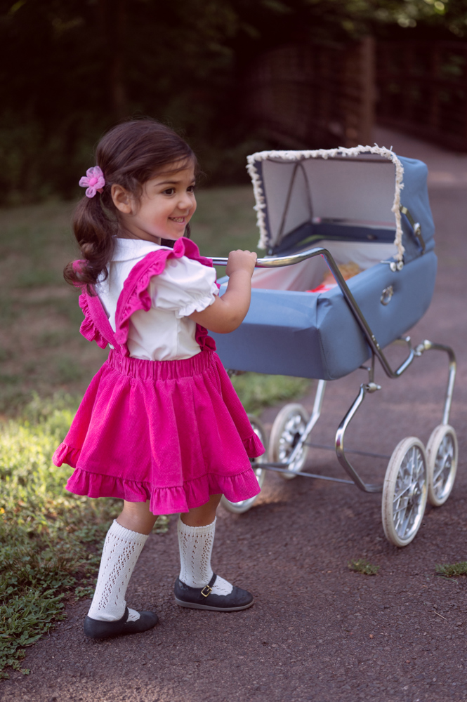 Baby Girls Pink Pinafore Corduroy Skirt 