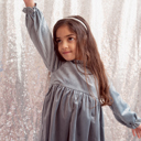  Girls Blue Christmas Dress in Velvet