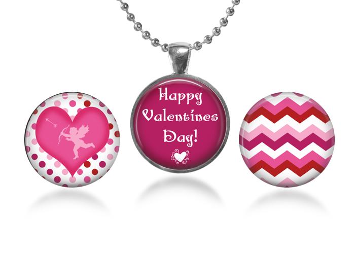 Valentine Pendant Set Includes  Adjustable Ball Chain, Pendant Base and three Interchangeable Charms