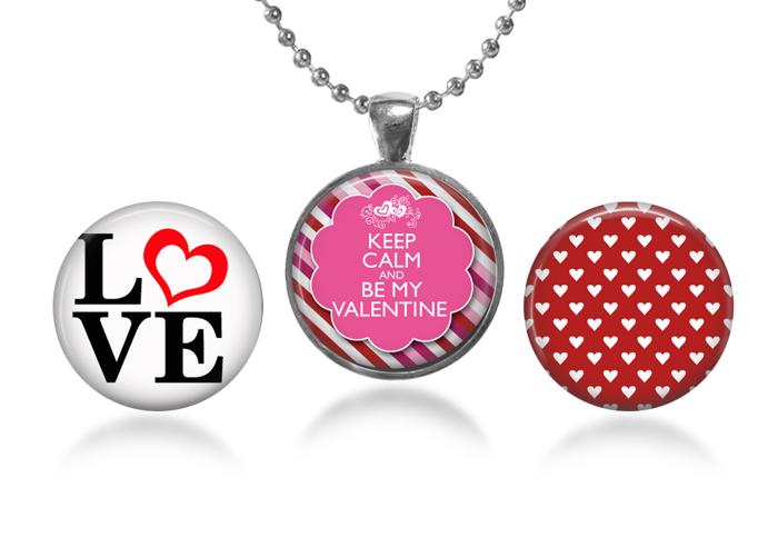 Valentine Pendant Set Includes  Adjustable Ball Chain, Pendant Base and three Interchangeable Charms