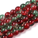   Red and Creen Crackle OR Red Matte 8mm Beads and Three Feet of Stretch Cord - Your Choice - Approximately 24 Inch Strands - Make Festive Stretch Bracelets and Jewelry for the Holidays