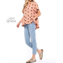 Large Light Sienna Flowy Dot Blouse | S-L | Button Back | Dot Pattern | Short Sleeve