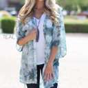 One Size Fits Most Teal Tie Dye Kimono | One Size | Vibrant Tie-Dye Patterns | Lightweight & Flowing | Perfect Layering Piece