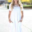 Large Ivory Cross Front Tunic Dress | S-XL | Go-To Dress | Versatile Style | Available in 5 Colors | Perfect for Any Occasion