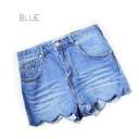 Large Blue Scalloped Hem Denim Shorts | S-L | Comfortable & Stylish | Scalloped Hem Design | Seasonal Favorite | Versatile Fit