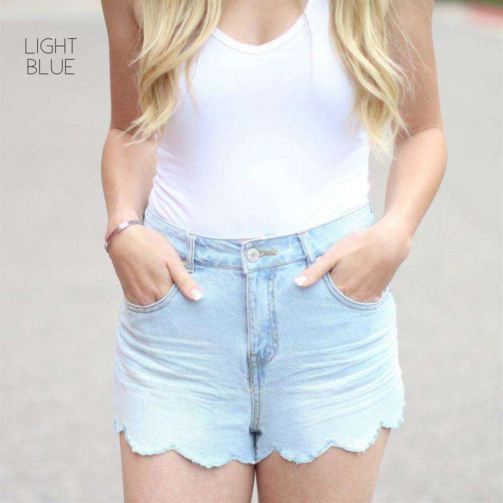 Scalloped Hem Denim Shorts | S-L | Comfortable & Stylish | Scalloped Hem Design | Seasonal Favorite | Versatile Fit