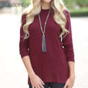 Small Burgundy Long Sleeve Layering Tee | S-XL | Relaxed Fit | V-Neck or Crew Neck | Premium Fabric