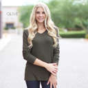 Small Olive Long Sleeve Layering Tee | S-XL | Relaxed Fit | V-Neck or Crew Neck | Premium Fabric