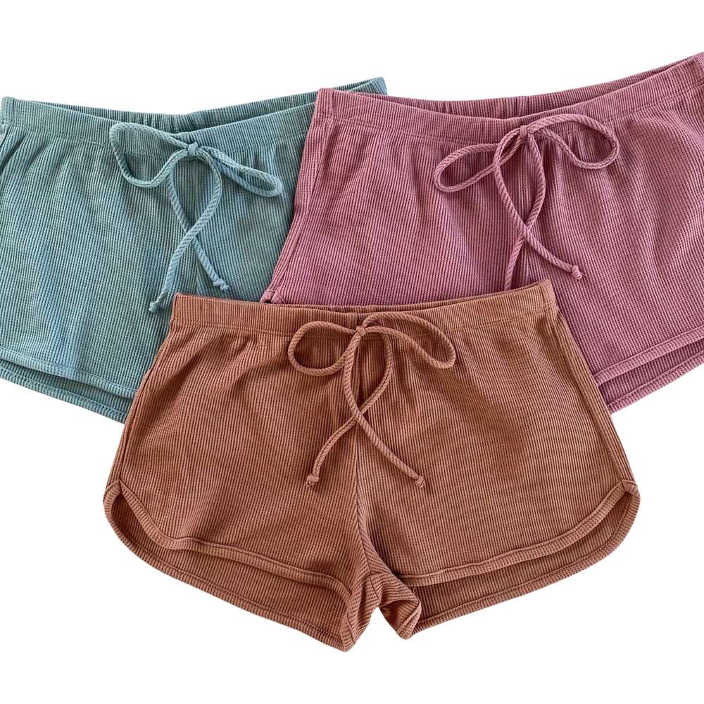 Lounge Shorts | S-L | Waffle Pattern | Faux Drawstrings | Soft & Comfortable