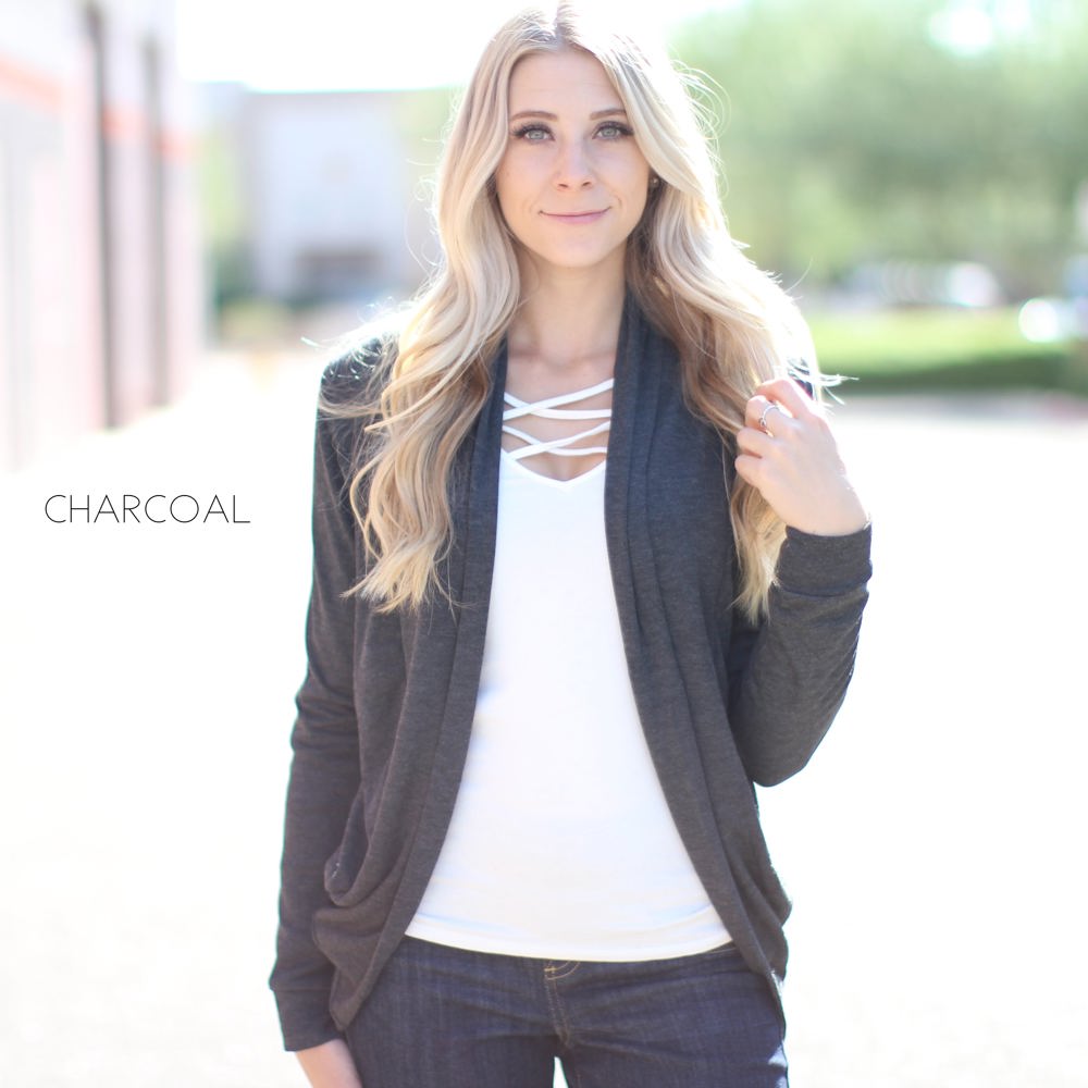 Soft Draped Cardigan | S-3XL | Long Sleeve Design | Open Front Style | Shawl Collar | Polished Finish