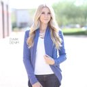 Large Denim Blue Soft Draped Cardigan | S-3XL | Long Sleeve Design | Open Front Style | Shawl Collar | Polished Finish