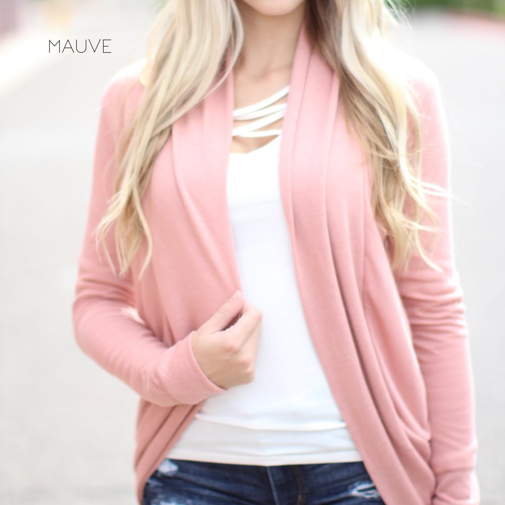 Soft Draped Cardigan | S-3XL | Long Sleeve Design | Open Front Style | Shawl Collar | Polished Finish