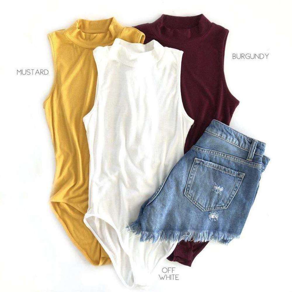 Mock Neck Bodysuit | S-XL | Trendy Mock Neck Design | Snap Closure | Great Quality