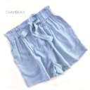 Small Chambray Flowy Tie Front Shorts