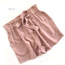 Medium Mauve Flowy Tie Front Shorts