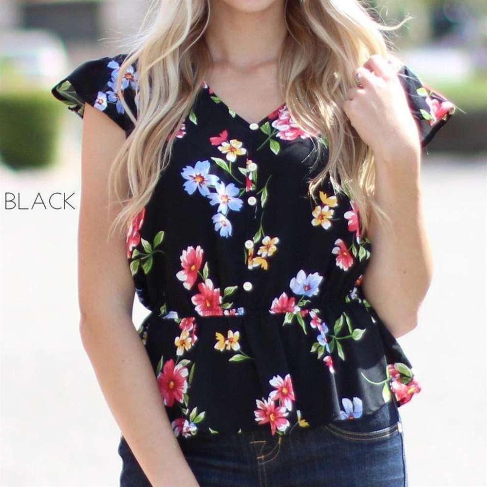 Peplum Floral Top | S-XL | Elegant Peplum Silhouette | Vibrant Floral Print | Perfect for Layering | Must-Have for Every Wardrobe