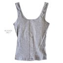 Large Heather Grey Ribbed Snap Front Tank | S-L | Mock Snap-Front Design | Square Neck Style | Trendy and Comfortable