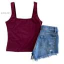 Small Burgundy Square Neck Tank | S-L | Classic Silhouette | Layering Essential | Multiple Color Options