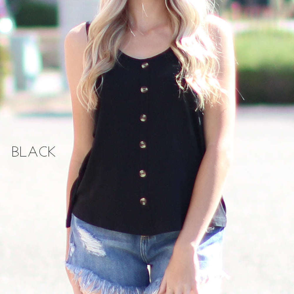 Flowy Button Tank | S-L | Flowy & Lightweight | Button Front Detail | Ideal for Layering