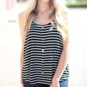 Small Black Striped Flowy Button Tank | S-L | Striped Design | Flowy Fit | Button Front