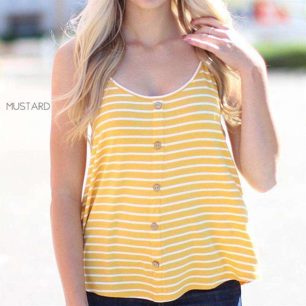 Striped Flowy Button Tank | S-L | Striped Design | Flowy Fit | Button Front