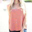 Small Rust Striped Flowy Button Tank | S-L | Striped Design | Flowy Fit | Button Front