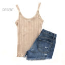 Small Desert Ribbed Detail Hem Tank | S-L | Ribbed Design | Versatile Layering Piece