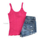 Small Fuchsia Ribbed Detail Hem Tank | S-L | Ribbed Design | Versatile Layering Piece