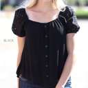 Small Black Eyelet Sleeve Detailed Top | S-L | Classic Blouse | Flowy Design | Eyelet Detail