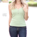 Large Light Sage Lace Trimmed Cami | S-L | Buttoned V-Neck Design | Elegant Lace Trim | Perfect for Layering