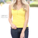 Large Vibrant Yellow Lace Trimmed Cami | S-L | Buttoned V-Neck Design | Elegant Lace Trim | Perfect for Layering