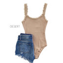 Large Desert Lace Trim Bodysuit | S-XL | Trendy Design | Lace Trim | Snap Button Closure | Wardrobe Staple