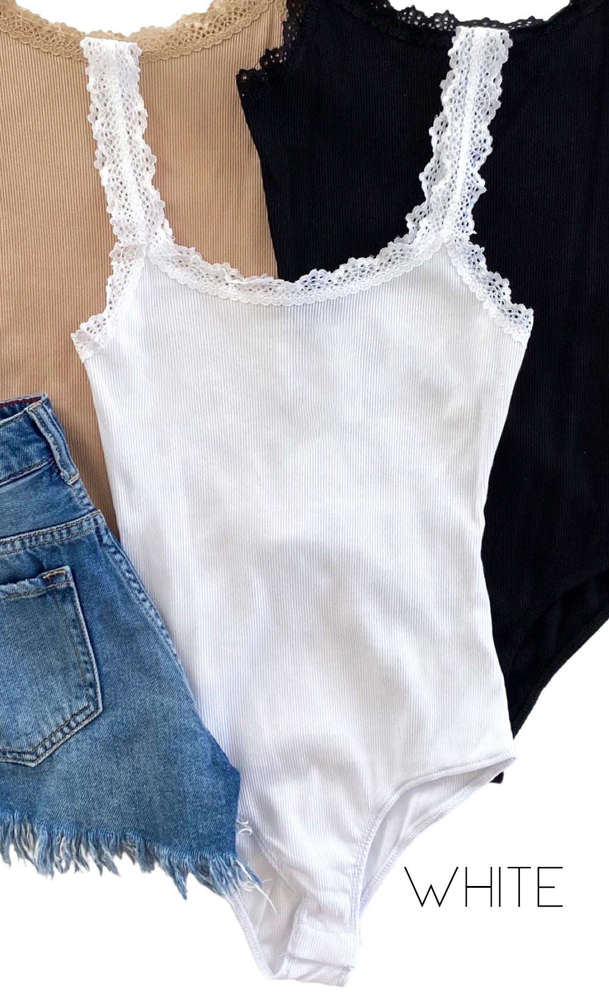 Lace Trim Bodysuit | S-XL | Trendy Design | Lace Trim | Snap Button Closure | Wardrobe Staple