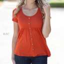 Large Rust Button Detail Peplum Top | S-XL | Premium Fabric | Stylish Button Detail | Easy to Dress Up or Down | Wardrobe Staple