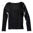 Small Black Ribbed Layering Top | S-XL | Ribbed Cotton Knit | Form-Fitting Silhouette | Stylish Square Neck Design