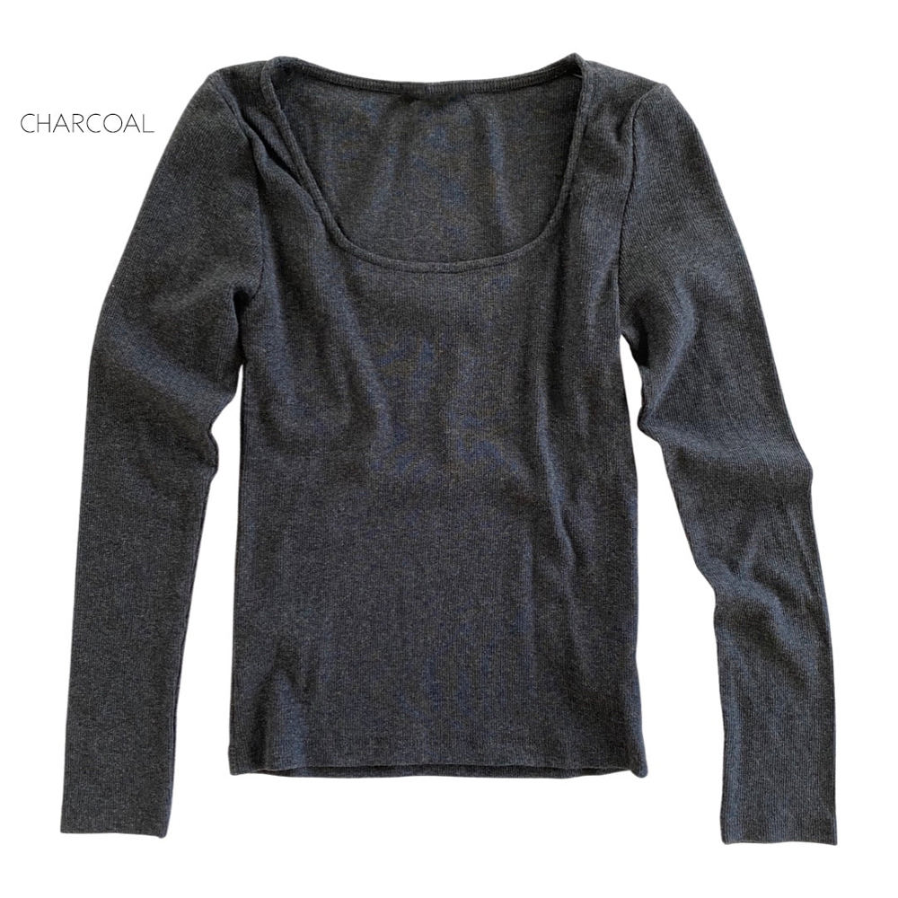 Ribbed Layering Top | S-XL | Ribbed Cotton Knit | Form-Fitting Silhouette | Stylish Square Neck Design