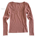 Small Mauve Ribbed Layering Top | S-XL | Ribbed Cotton Knit | Form-Fitting Silhouette | Stylish Square Neck Design